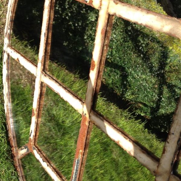 Rare Circular 12 Panel Wrought Iron Window Frame