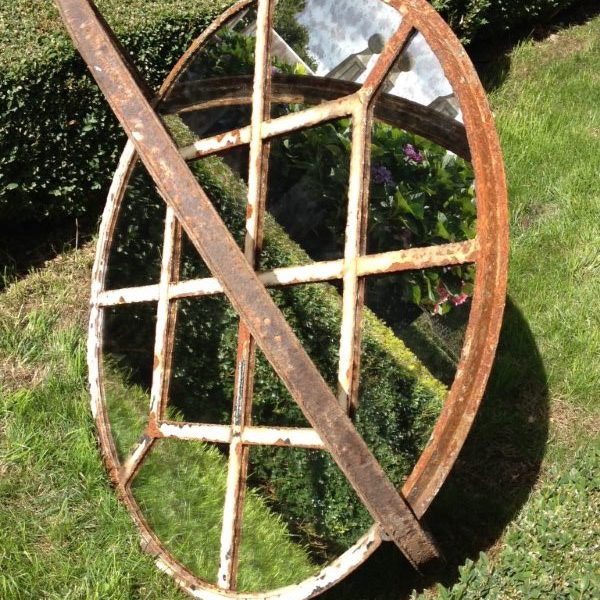 Rare Circular 12 Panel Cast Iron Window Frame