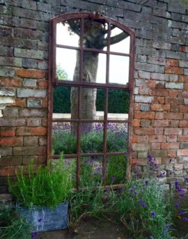 Architectural Rustic Arched Panelled Window Mirror