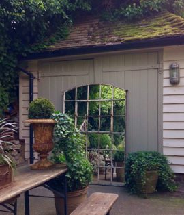 Slow Arch Cream and Green Architectural Reclaimed Mirror