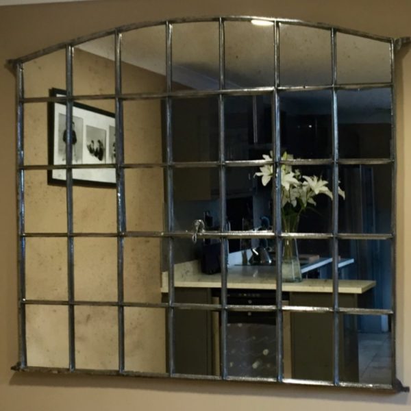 Slow Arch Industrial Polished Window Mirror