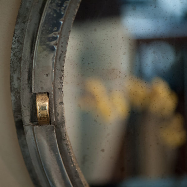 Small Circular Cast Iron Window Frame Mirror