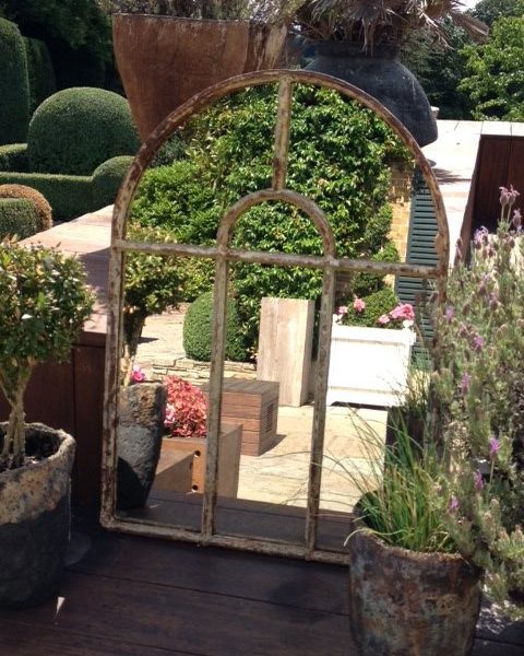 Small Cotswold Arch Garden Window Frame Mirror