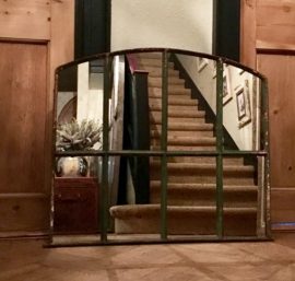 Small Green Rustic Window Mirror