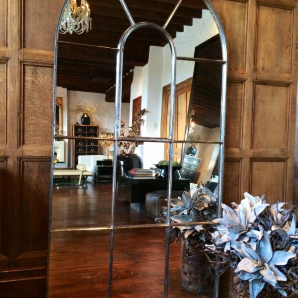 Tall Arch Cast Iron Reclaimed Window Mirror