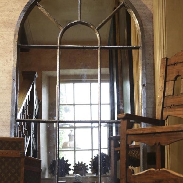 Tall Arch Cast Iron Window Frame Mirror