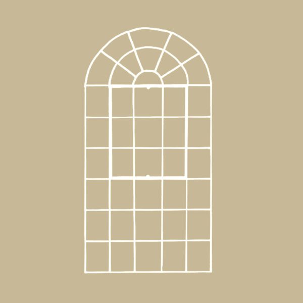 Tall Panelled Arch Cast Iron Window Mirror*