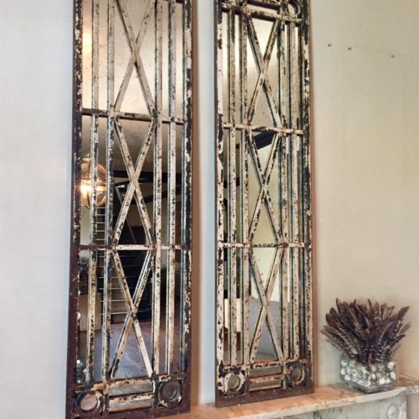 Unique Antique reclaimed Pair of Window Mirrors