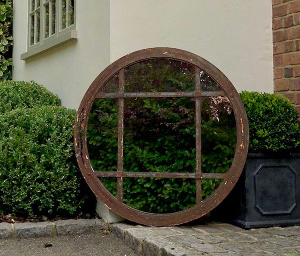 Vintage Circular Rustic Window Mirror