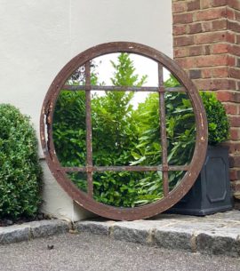 Vintage Circular Rustic Window Mirror