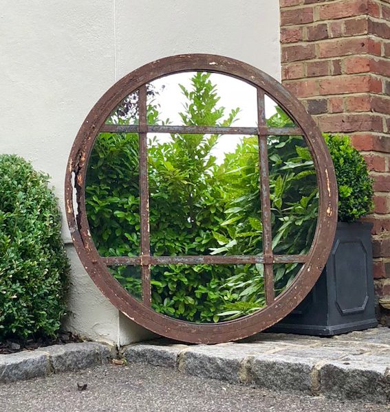 Vintage Circular Rustic Window Mirror