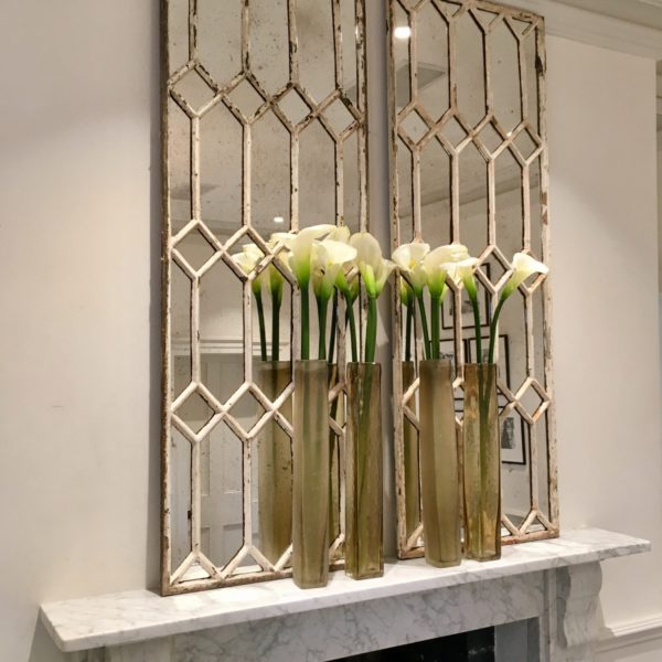 Vintage White Aged Decorative Mirror Panels