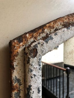 White Rustic Antique Architectural  Mirror