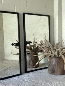 Black Elegant Pair of Original Crittall Period Mirrors