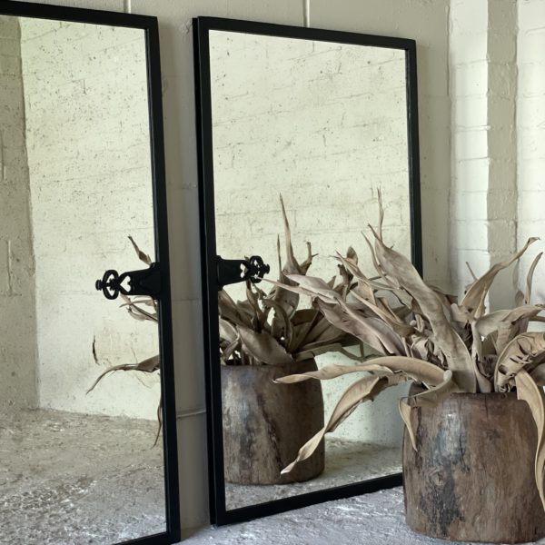 Black Elegant Pair of Original Crittall Period Mirrors