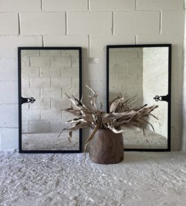 Black Elegant Pair of Original Period Mirrors