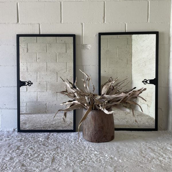 Black Elegant Pair of Original Crittall Period Mirrors