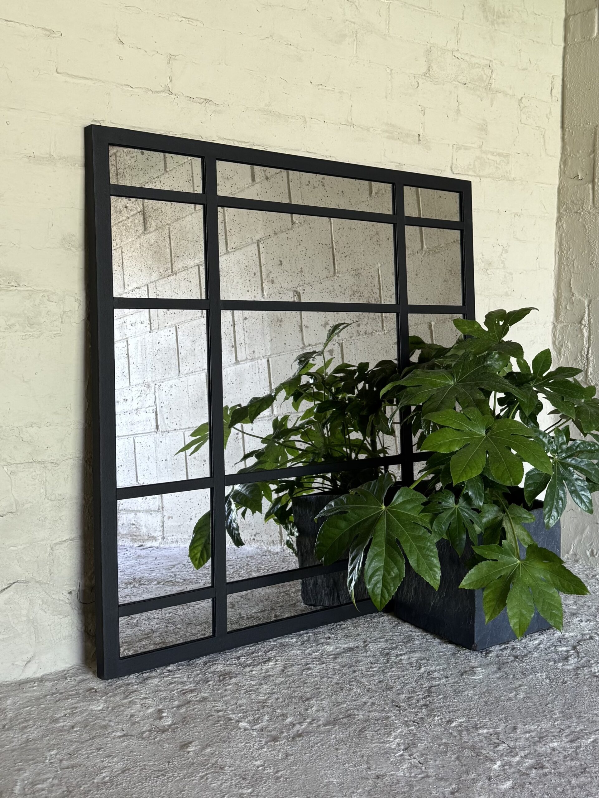 Black Panelled Aldgate Home Bespoke Garden and Home Mirror black-pannelled-garde-mirror