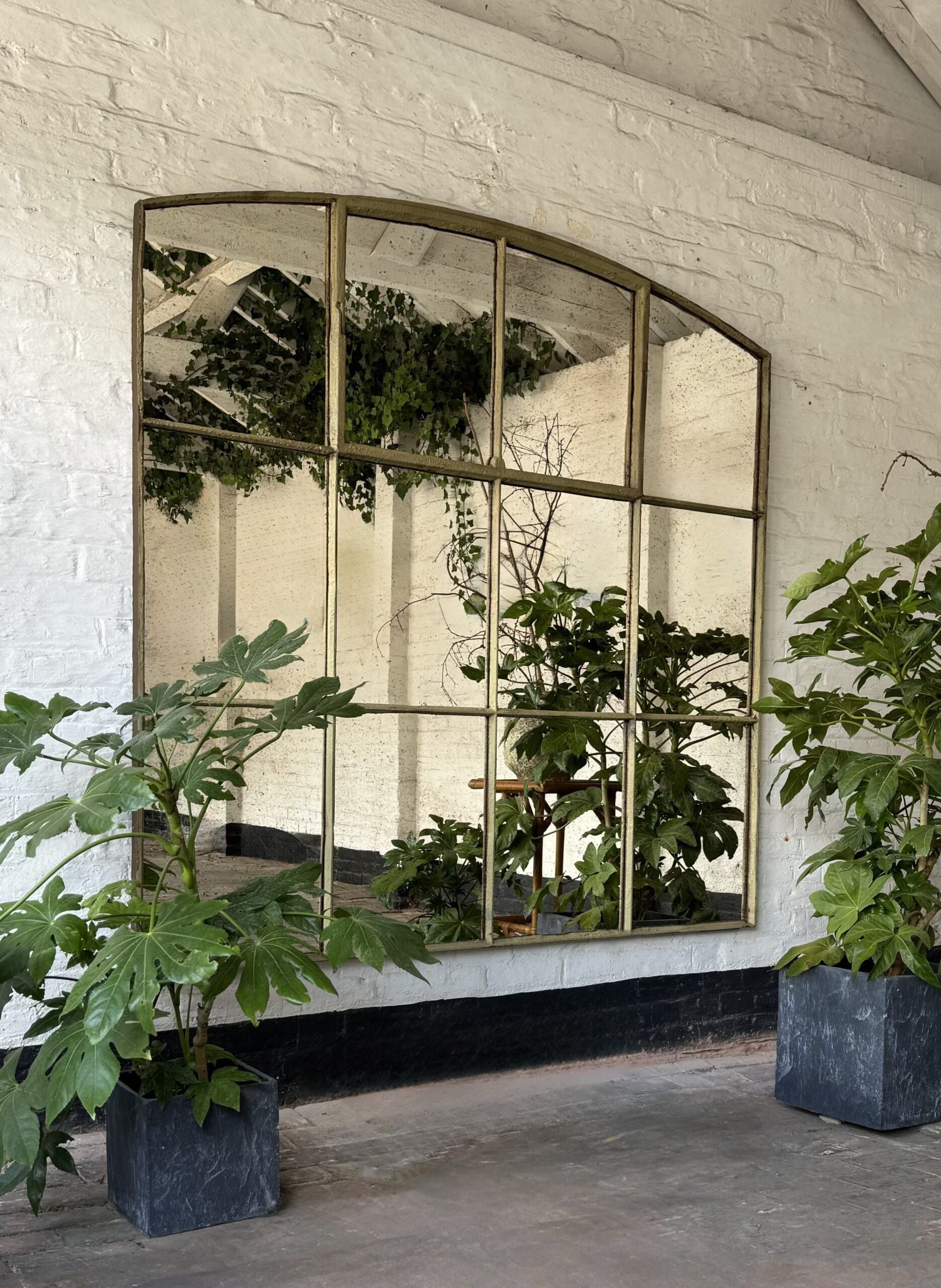 Large English Special Cast Iron Window Mirror Special-antique-garden-mirror